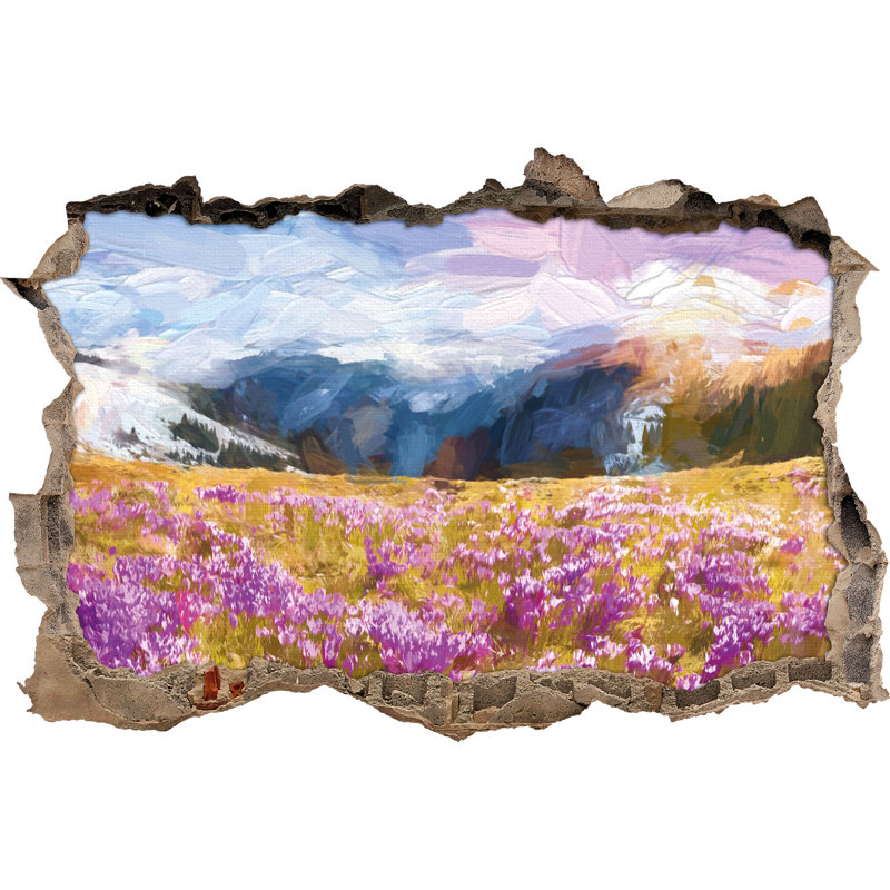 East Urban Home Wandtattoo Schneebedeckte Berglandschaft mit Regenbogen